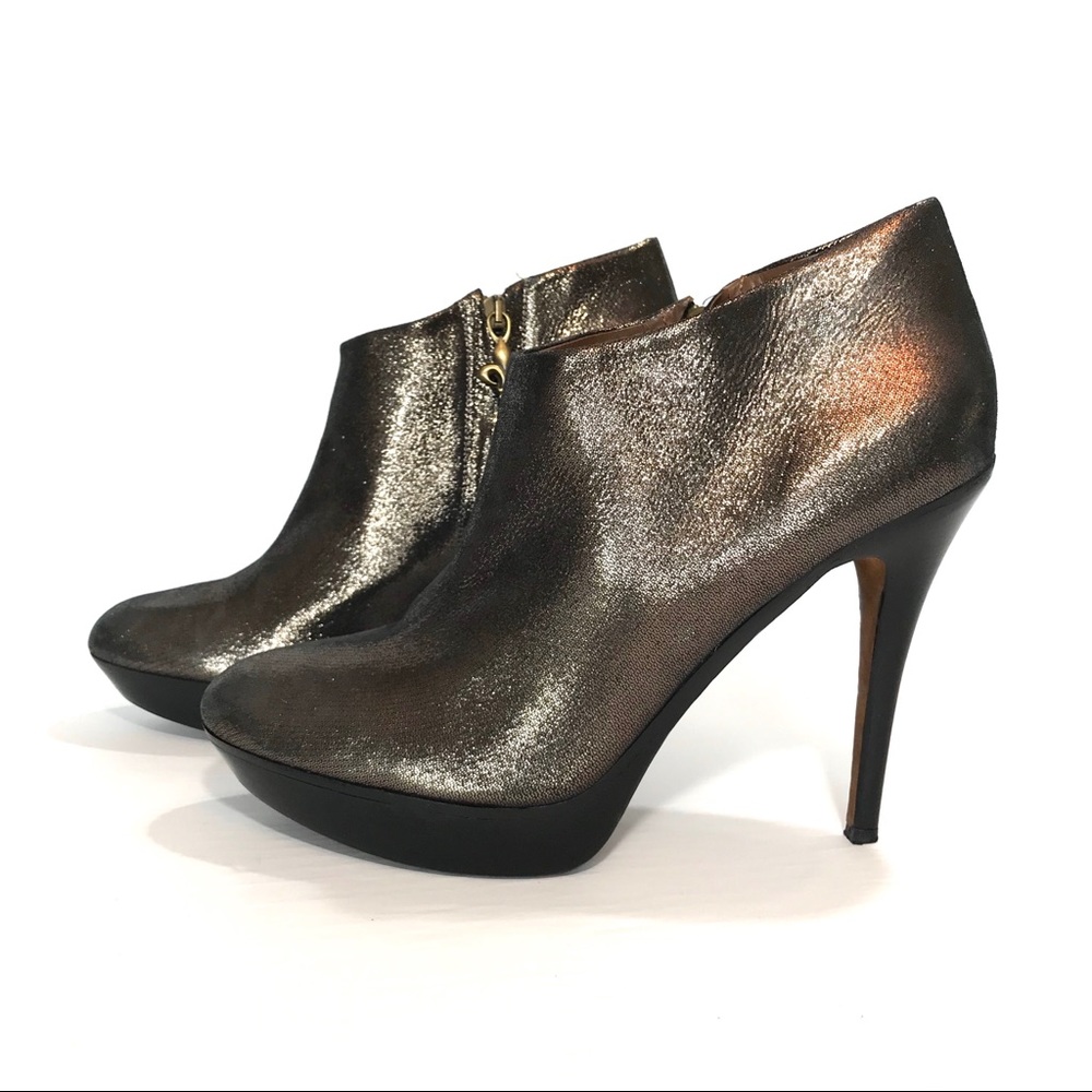 Donald J Pliner Bronze Sparkle Side Zip Bootie 10